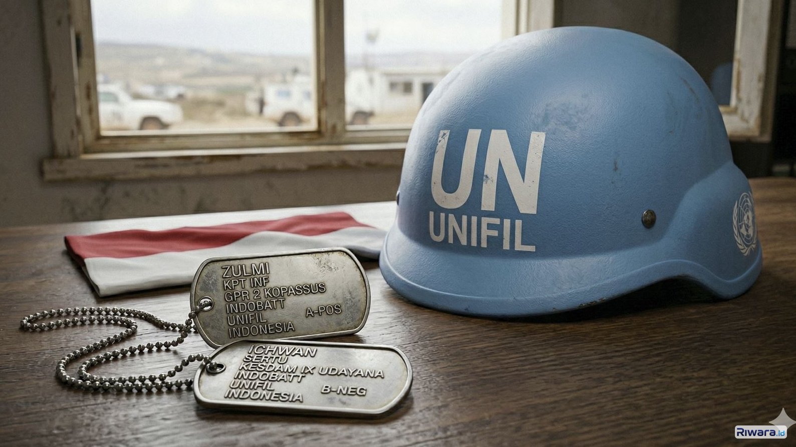 Ilustrasi dua prajurit TNI gugur dalam penugasan UNIFIL, dibuat dengan bantuan AI